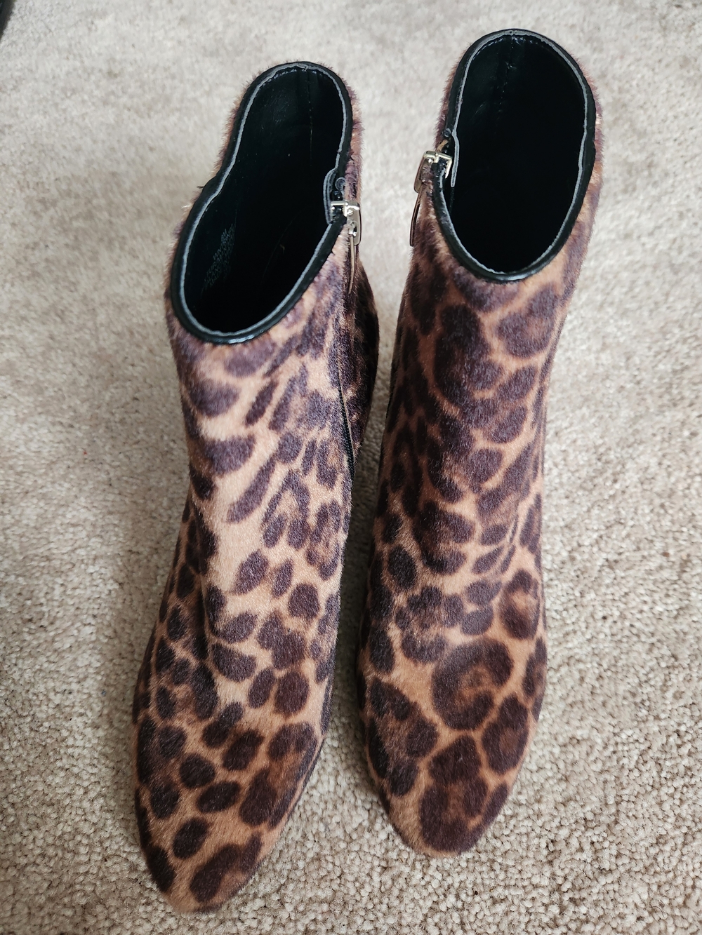 Leopard Print Ankle Boots - Brown Faux Fur